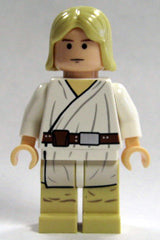 sw0176 Luke Skywalker - Light Nougat, Long Hair, White Tunic, Tan Legs