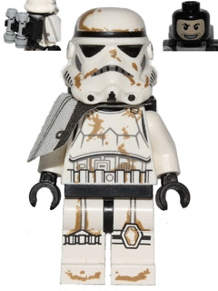 sw0383 Sandtrooper - White Pauldron, Survival Backpack, Dirt Stains, Balaclava Head Print and Helmet with Dotted Mouth Pattern- no pauldron