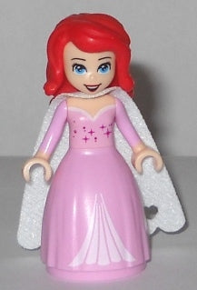 dp048 Ariel, Human (Light Nougat) - Bright Pink Dress with Magenta Stars, White Cape