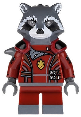 sh0090 Rocket Raccoon - Dark Red Outfit, Dark Bluish Gray Head