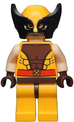 sh0118 Wolverine - Bright Light Orange and Black Mask, Dark Brown Hands
