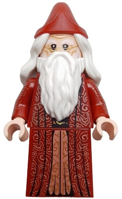 hp488 Albus Dumbledore - Dark Red Robe, White Hair, Printed Arms