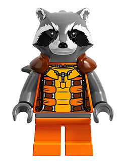 sh0122 Rocket Raccoon - Orange and Reddish Brown Outfit, Dark Bluish Gray Head