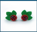 Ladybug with leaves Earrings