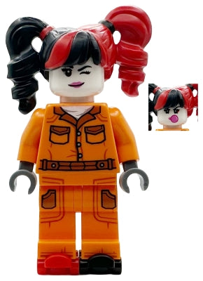 sh1080 Harley Quinn - Prison Jumpsuit, Side Pockets, Pigtails, Roller Skates