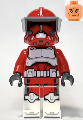 sw1304 Clone Trooper Commander Fox, Coruscant Guard (Phase 2) - Dark Bluish Gray Visor, Printed Legs