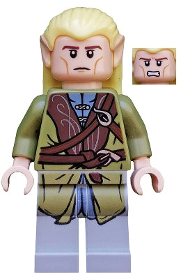 lor015 Legolas - Olive Green Robe, Long Cheek Lines