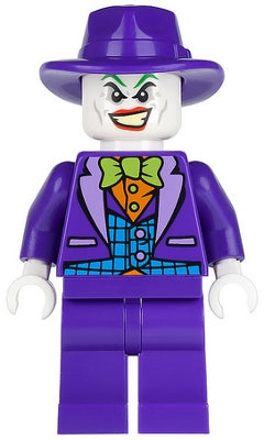 sh0094 The Joker - Medium Azure Vest, Lime Bow Tie, Dark Purple Fedora