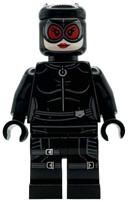 sh1089 Catwoman - Black Suit and Mask, Red Lenses, Leg Straps