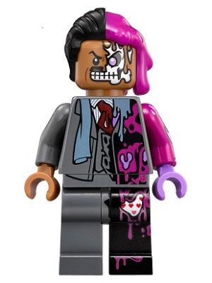 sh0395 Two-Face - Dark Bluish Gray Suit, Black and Magenta Hair