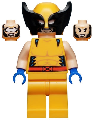 sh0805 Wolverine - Bright Light Orange and Black Mask, Blue Hands