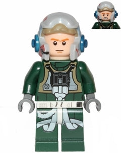 sw0437 Rebel Pilot A-wing (Open Helmet, Dark Green Jumpsuit, Frown / Scared) (Arvel Crynyd)