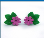 Flower with leaves Earrings