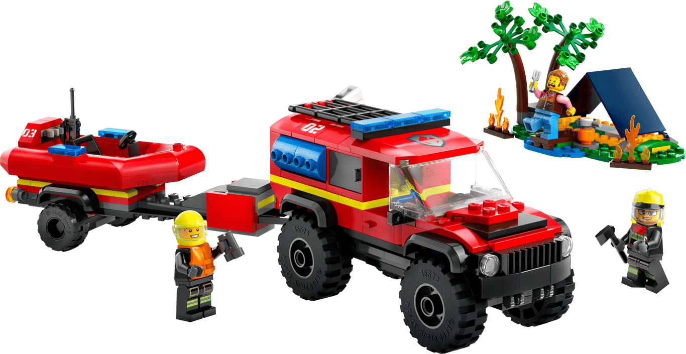 60412 4x4 Fire Truck with Rescue Boat